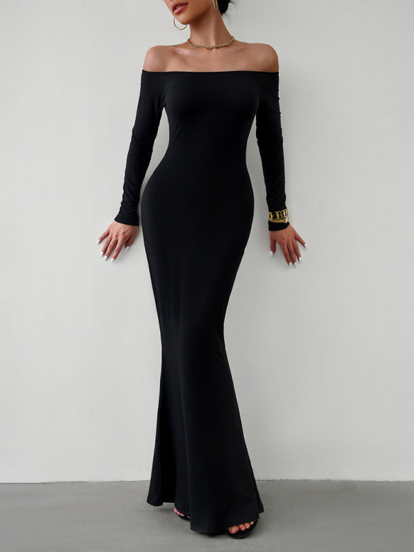 One-Shoulder Slim Fit Dress – Elegant Knit with Slight Stretch