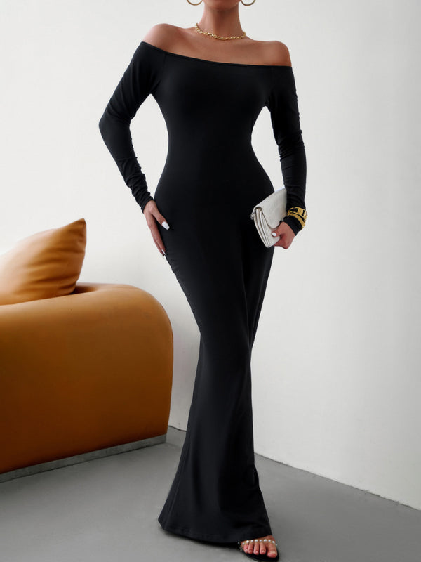 One-Shoulder Slim Fit Dress – Elegant Knit with Slight Stretch