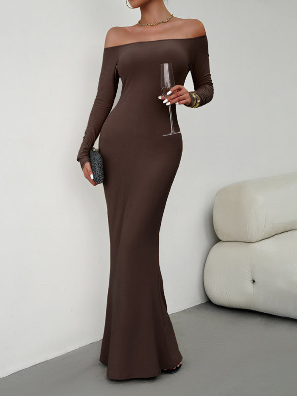 One-Shoulder Slim Fit Dress – Elegant Knit with Slight Stretch