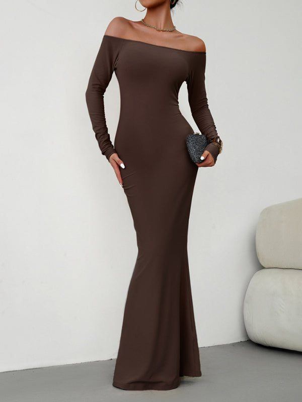 One-Shoulder Slim Fit Dress – Elegant Knit with Slight Stretch