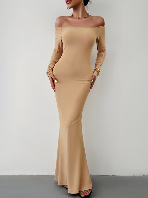 One-Shoulder Slim Fit Dress – Elegant Knit with Slight Stretch