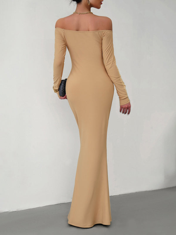 One-Shoulder Slim Fit Dress – Elegant Knit with Slight Stretch
