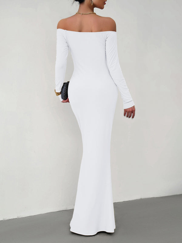 One-Shoulder Slim Fit Dress – Elegant Knit with Slight Stretch