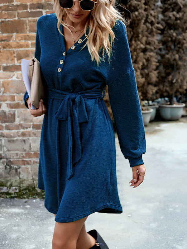 Long Sleeve Knitted Midi Dress – Solid Color, Slim Fit & All-Season Comfort