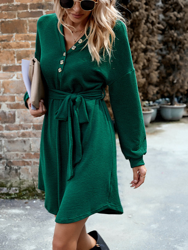 Long Sleeve Knitted Midi Dress – Solid Color, Slim Fit & All-Season Comfort