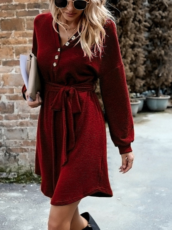 Long Sleeve Knitted Midi Dress – Solid Color, Slim Fit & All-Season Comfort