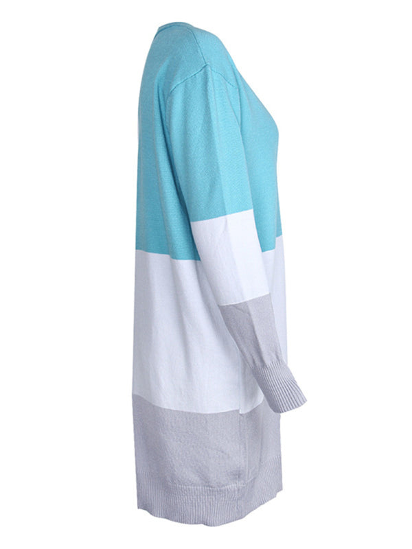 Rainbow Patchwork Knit Cardigan Sweater