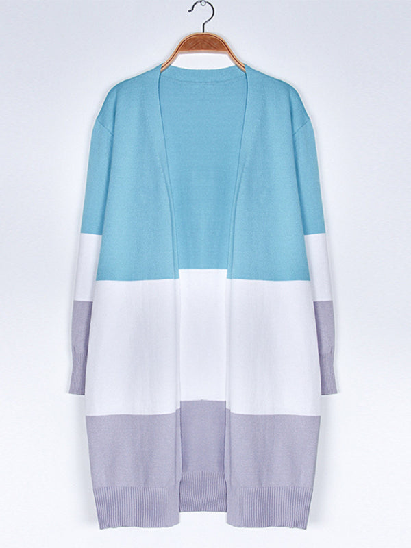 Rainbow Patchwork Knit Cardigan Sweater