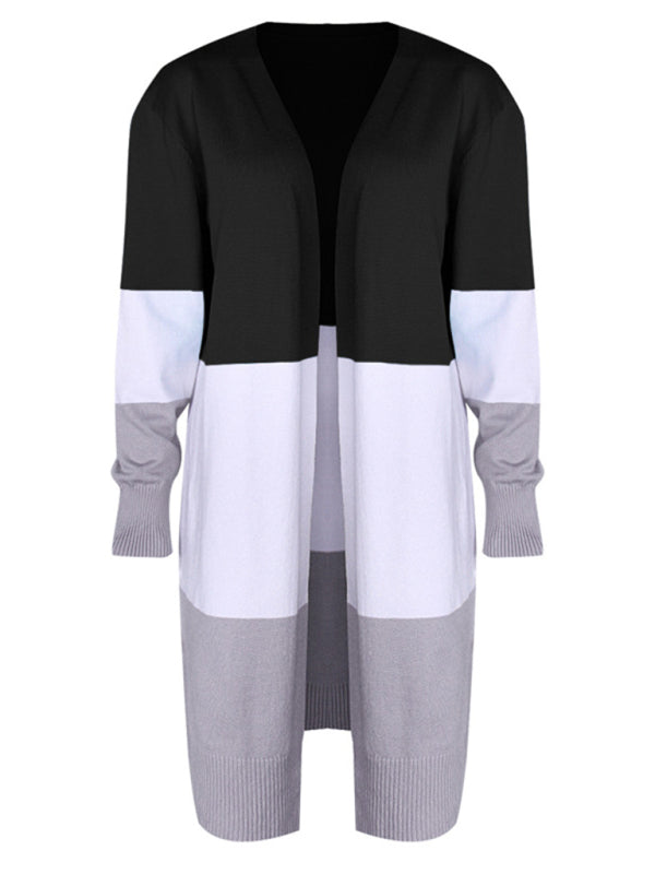 Rainbow Patchwork Knit Cardigan Sweater