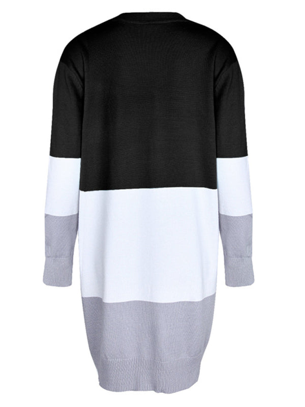 Rainbow Patchwork Knit Cardigan Sweater