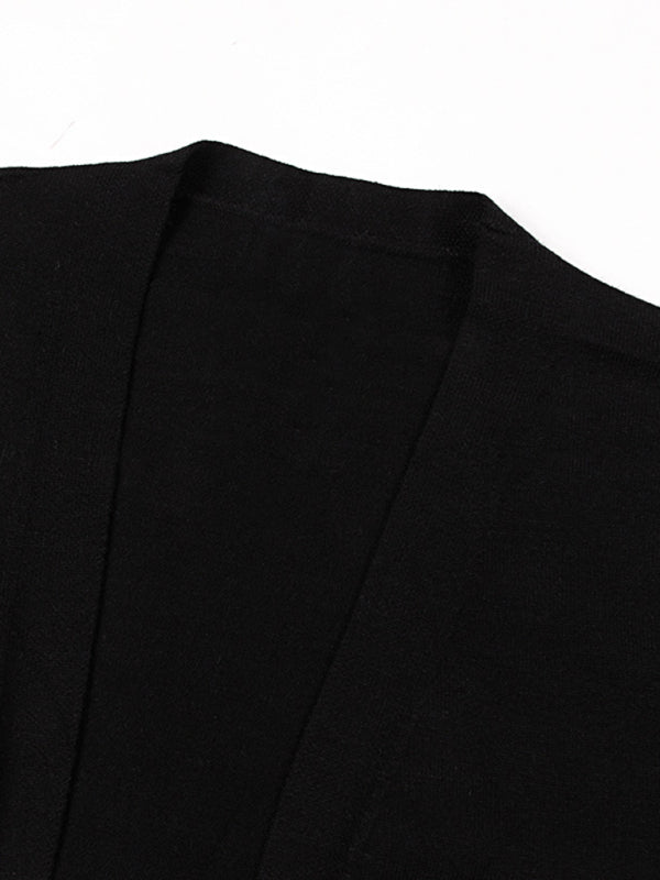 Rainbow Patchwork Knit Cardigan Sweater