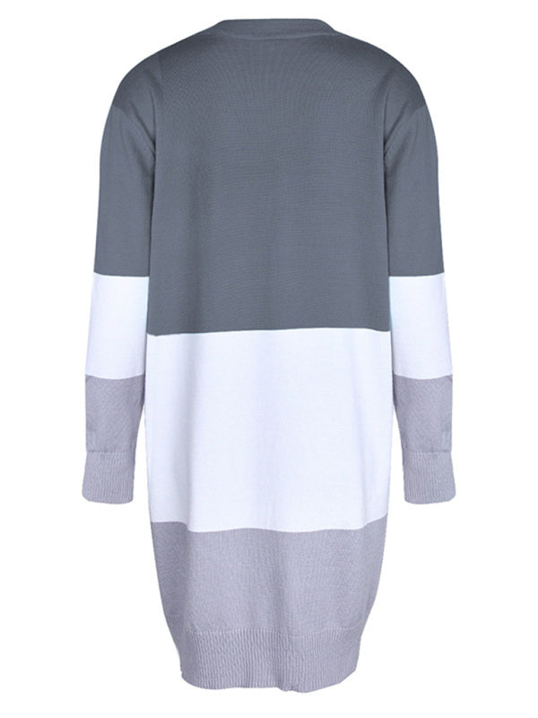 Rainbow Patchwork Knit Cardigan Sweater