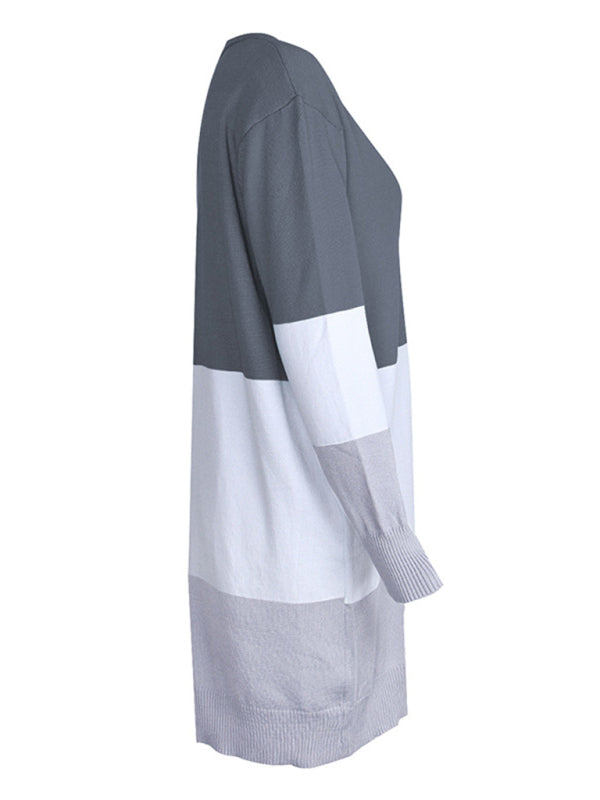 Rainbow Patchwork Knit Cardigan Sweater