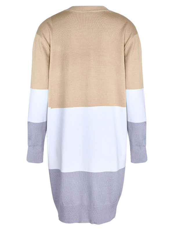 Rainbow Patchwork Knit Cardigan Sweater