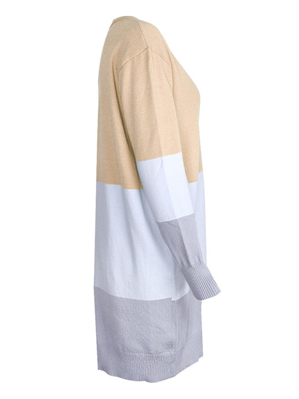 Rainbow Patchwork Knit Cardigan Sweater