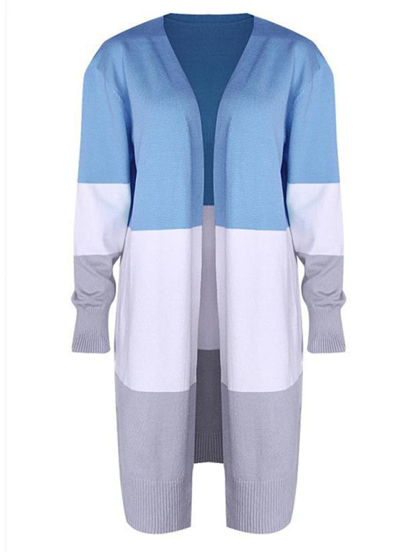 Rainbow Patchwork Knit Cardigan Sweater