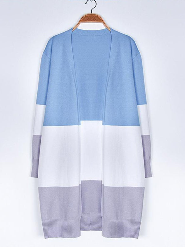 Rainbow Patchwork Knit Cardigan Sweater