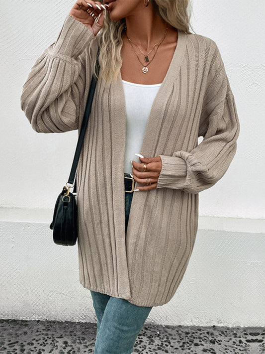 Women's Long Sleeve Knit Cardigan Sweater Khaki