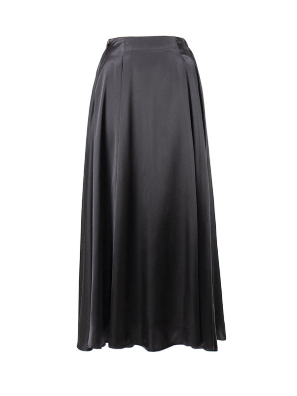 High-Waisted Satin Maxi Skirt