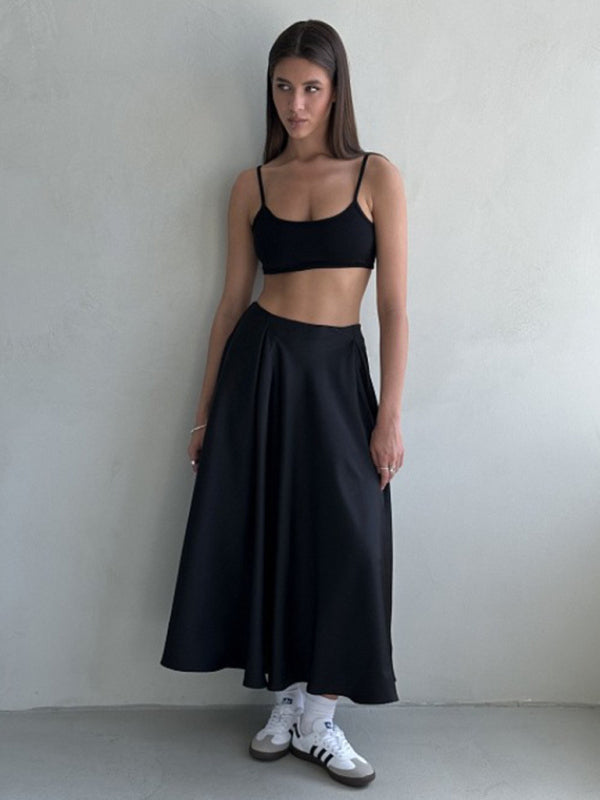 High-Waisted Satin Maxi Skirt