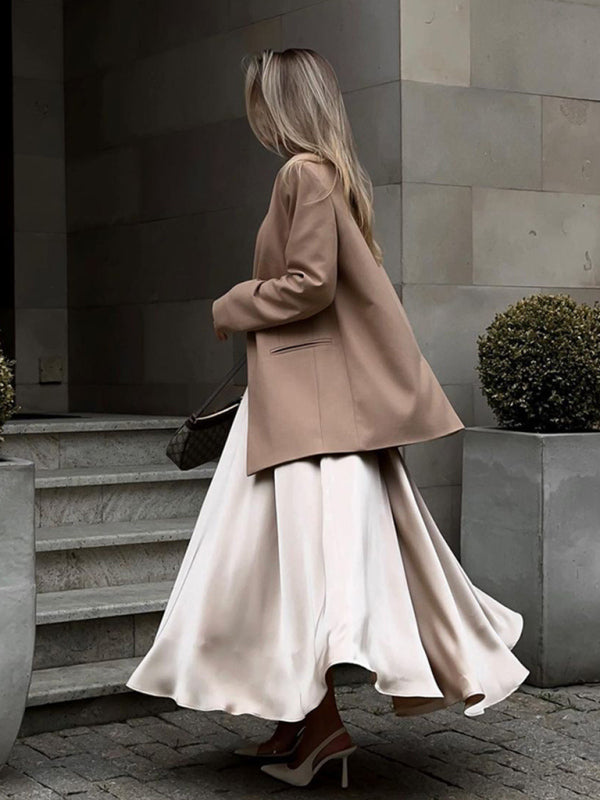 High-Waisted Satin Maxi Skirt