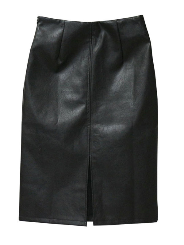 High Waist Faux Leather Pencil Skirt