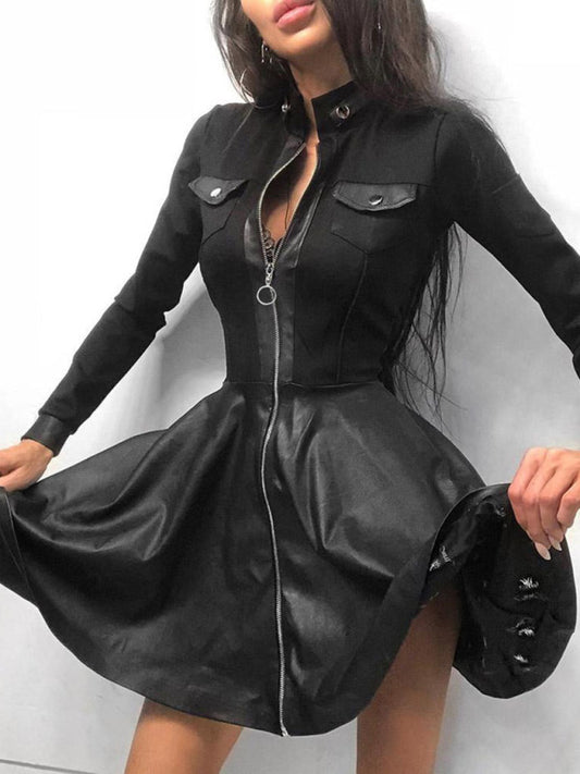 Graceful V-neck Zipper Midi Dress - Spring Style With Dropped Sleeves