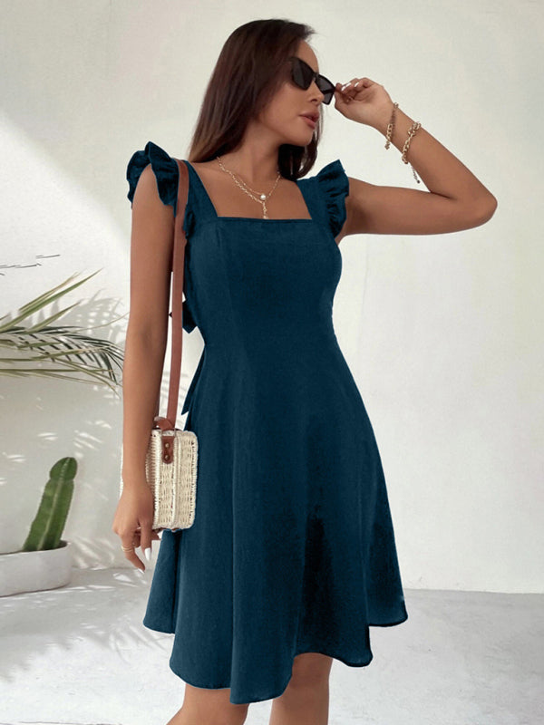 Pastoral Cotton Sundress with Adjustable Straps – Romantic Fit for Beach & Daily Wear