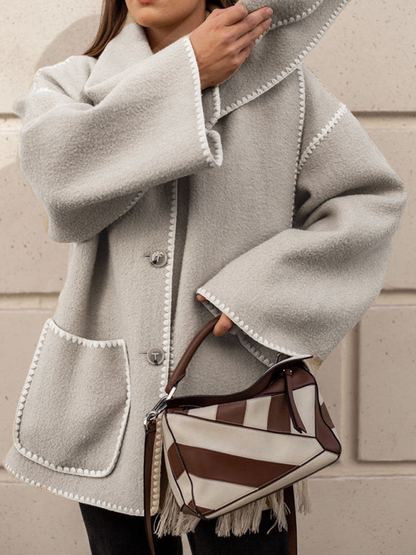 Пальто с бахромой из шерстяной смеси с шарфом – осень/зима