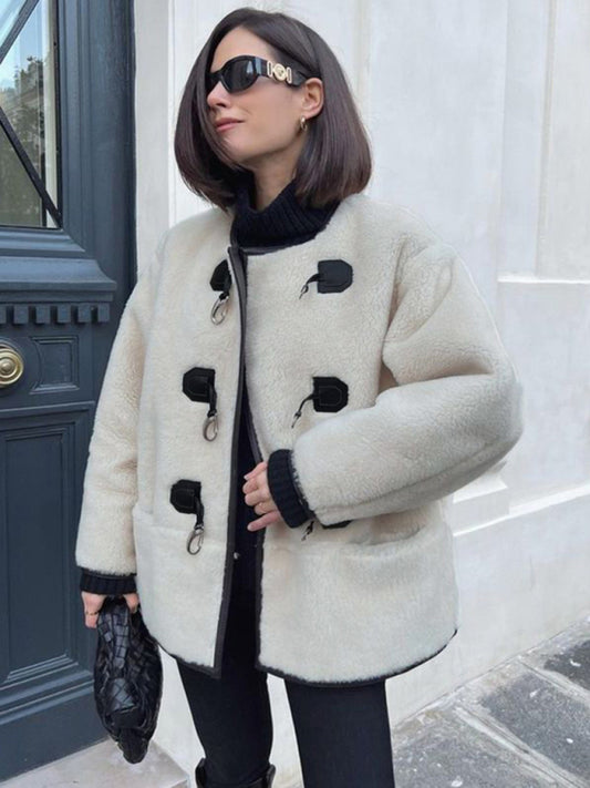 Cashmere Blend Cardigan with Metal Clasp Detail