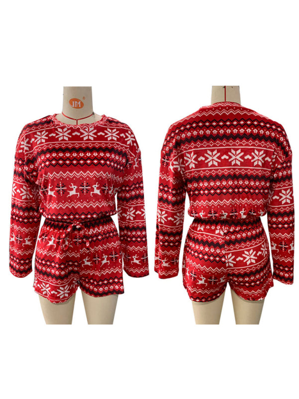 Women's Christmas Lounge Set – Long-Sleeved Sweatshirt & Shorts