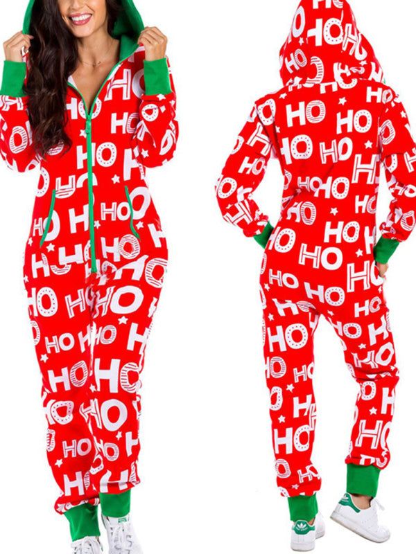 Women's Elk Print One-Piece Pajamas – Soft Knit Homewear for Spring & Summer