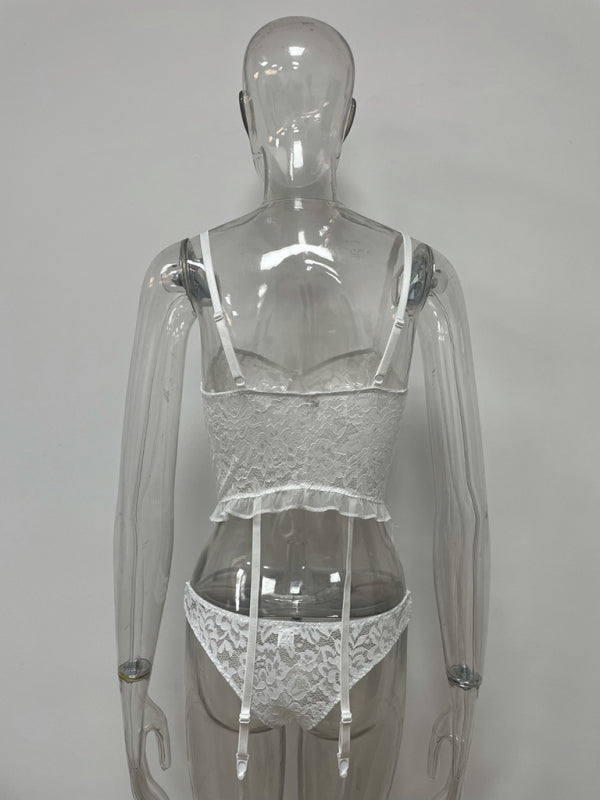 White Lace Mesh Hollow Bra & Panty Set – See-Through Sexy Lingerie