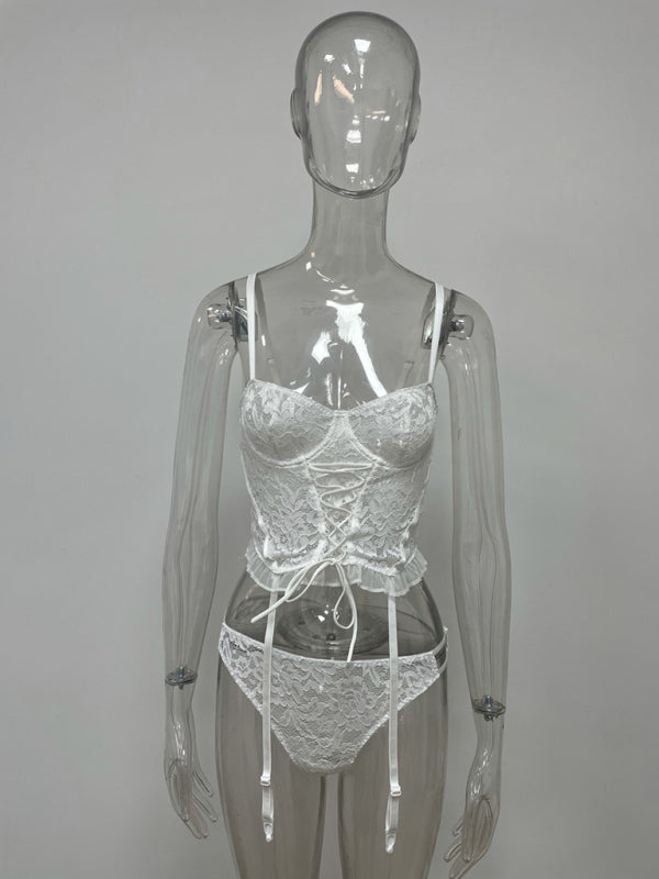 White Lace Mesh Hollow Bra & Panty Set – See-Through Sexy Lingerie