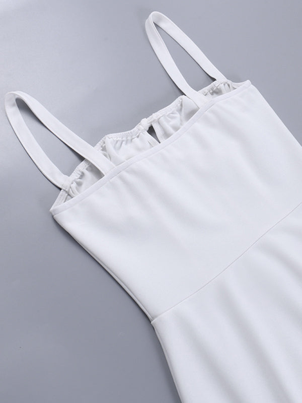 Sexy Solid Color Spaghetti Strap Mini Dress