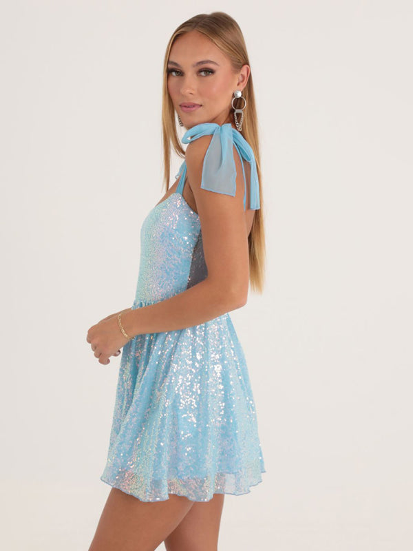 Vestido Mini Bodycon de Lentejuelas con Tirantes Finos