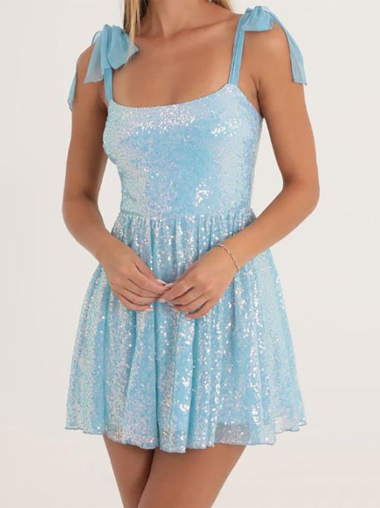 Sequin Bodycon Mini Dress with Spaghetti Straps