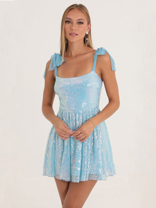 Vestido Mini Bodycon de Lentejuelas con Tirantes Finos