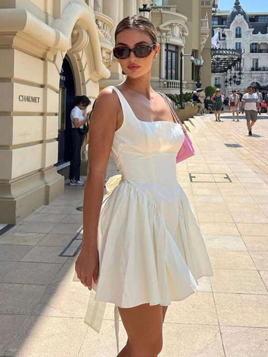 New women's sexy backless strappy bow evening dress