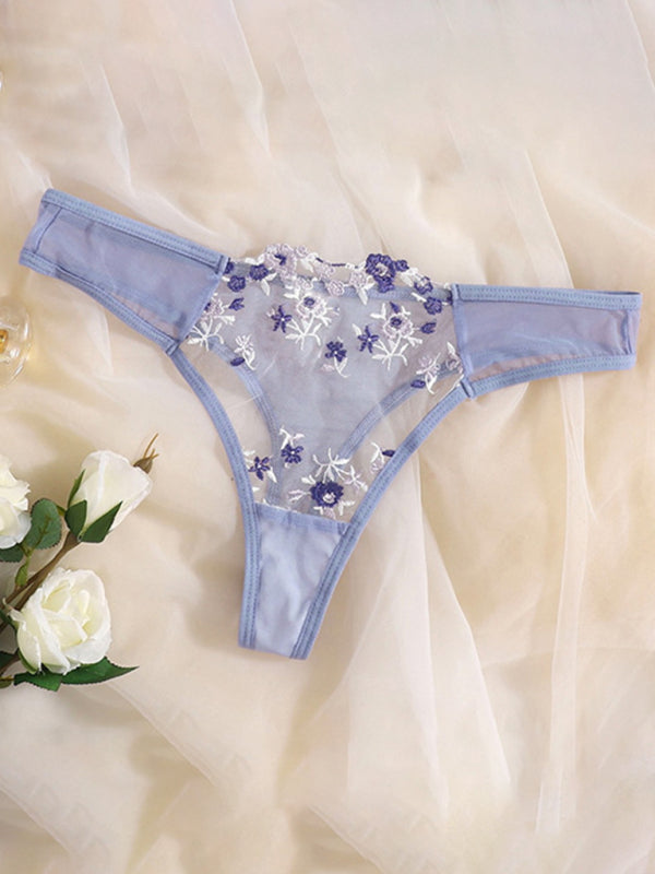 Floral Sheer Knit Lingerie Set – Soft Stretch Polyester Blend