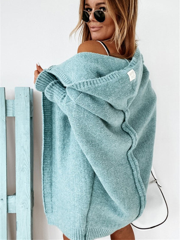 Batwing-neuletakki hupulla – Smiling Maria