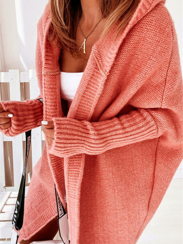 Batwing-neuletakki hupulla – Smiling Maria