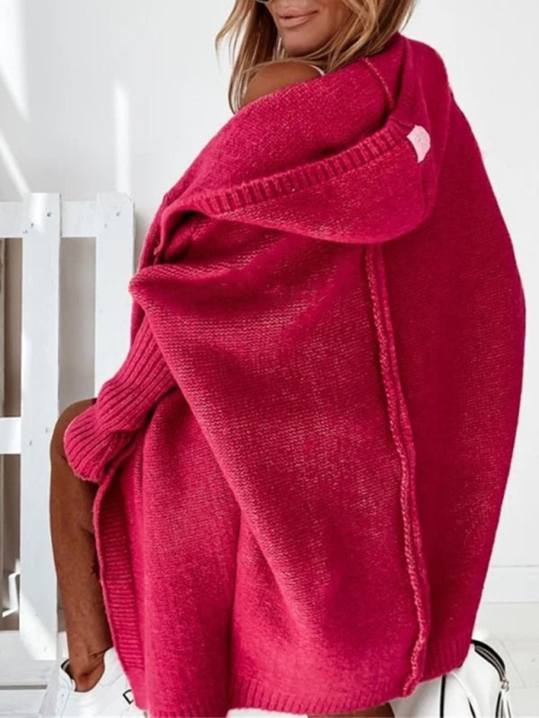 Batwing-neuletakki hupulla – Smiling Maria