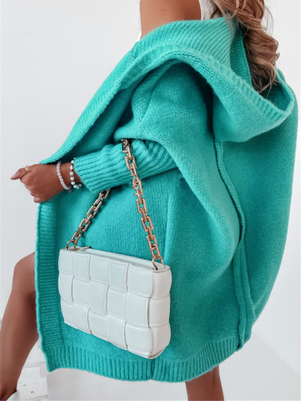 Batwing-neuletakki hupulla – Smiling Maria