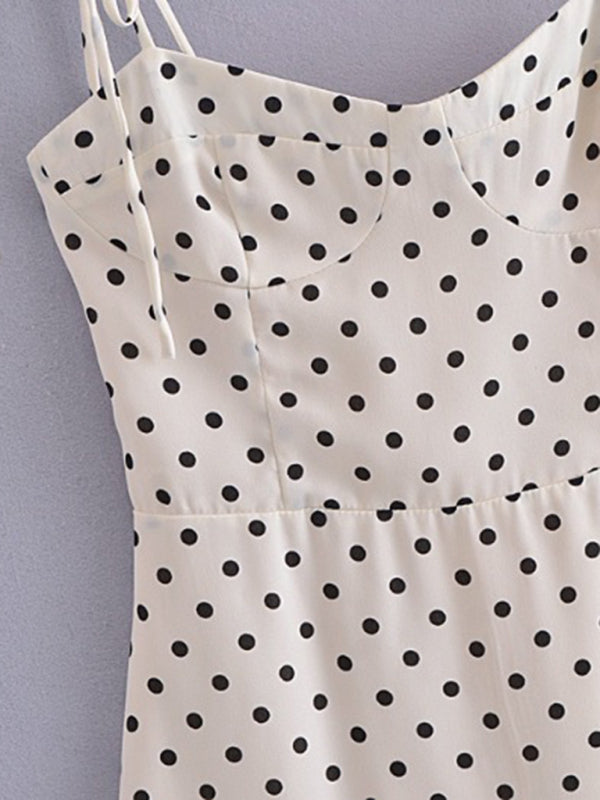 Polka dot rihmidega korsettkleit – salendav vöökoht, romantiline kevadine stiil