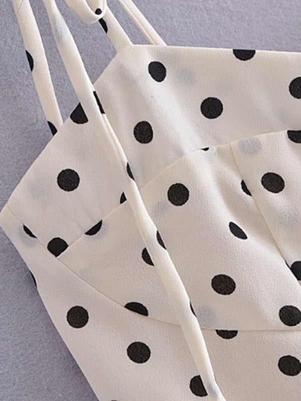 Polka dot rihmidega korsettkleit – salendav vöökoht, romantiline kevadine stiil