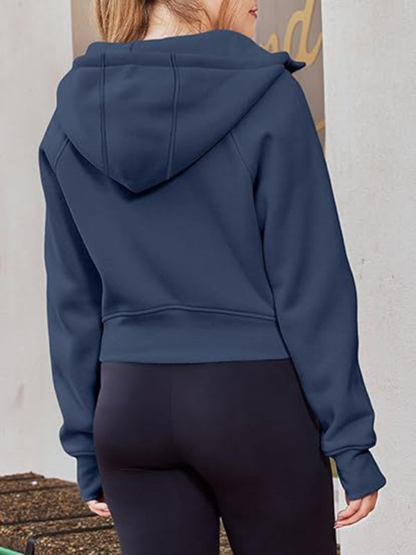 Short Fleece Zip Hoodie Sweatshirt