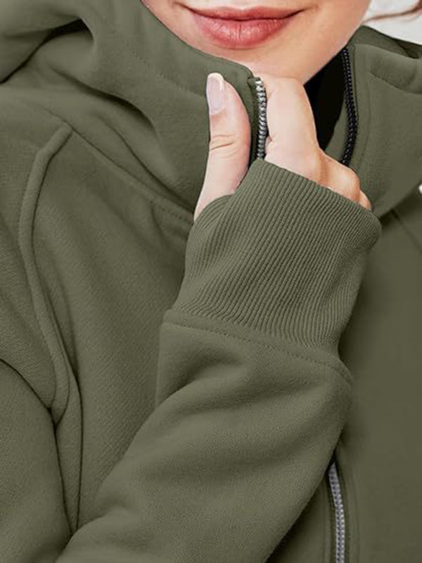 Short Fleece Zip Hoodie Sweatshirt