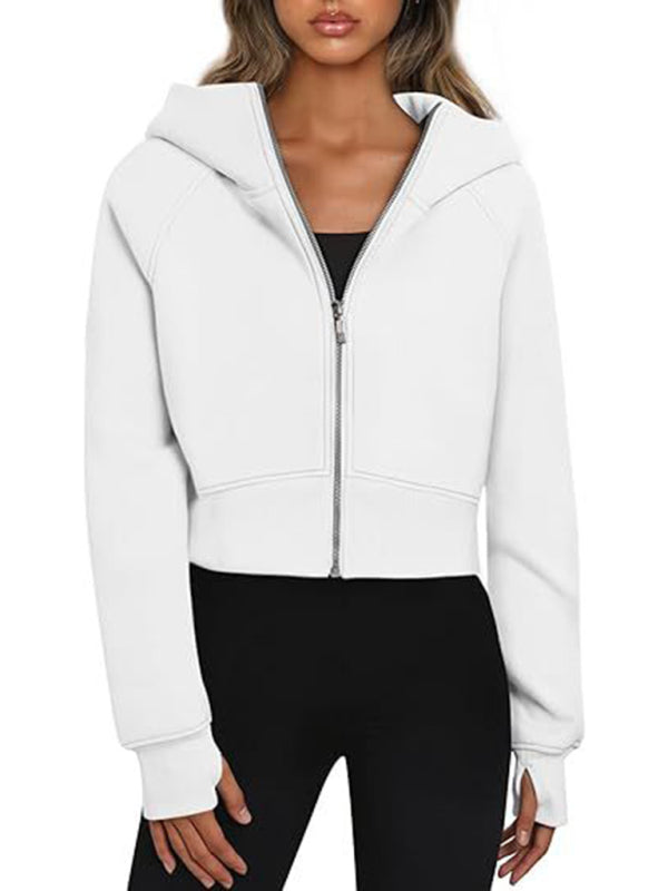 Short Fleece Zip Hoodie Sweatshirt