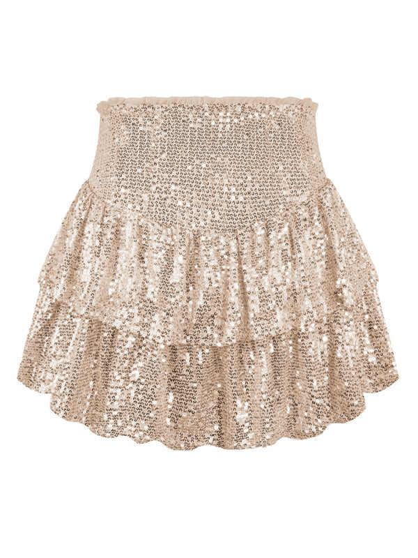 Sequin Pleated Double Layer Skirt